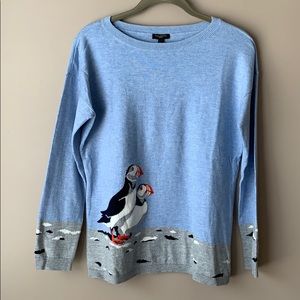 NWT Talbots blue puffin sweater sz sm petite
